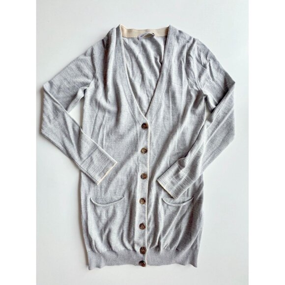 SEE BY CHLOE Gray 100% Virgin Wool Slim Fit V-Neck Cardigan Sweater, Size 4 - Picture 5 of 14
